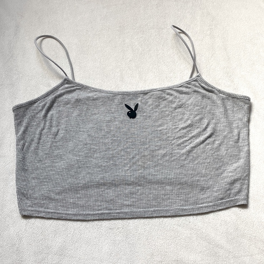 Playboy Grey Crop Top, Medium